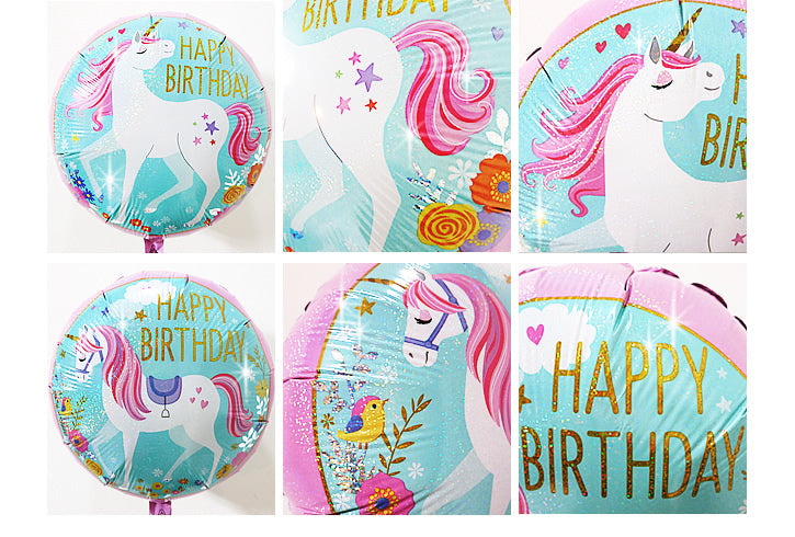 誕生日プレゼント|女友達 友人へ - 誕生日マジカルユニコーン チェーンハートプリズム【ピンク】3バルーンセット<補充用ヘリウムガス付>