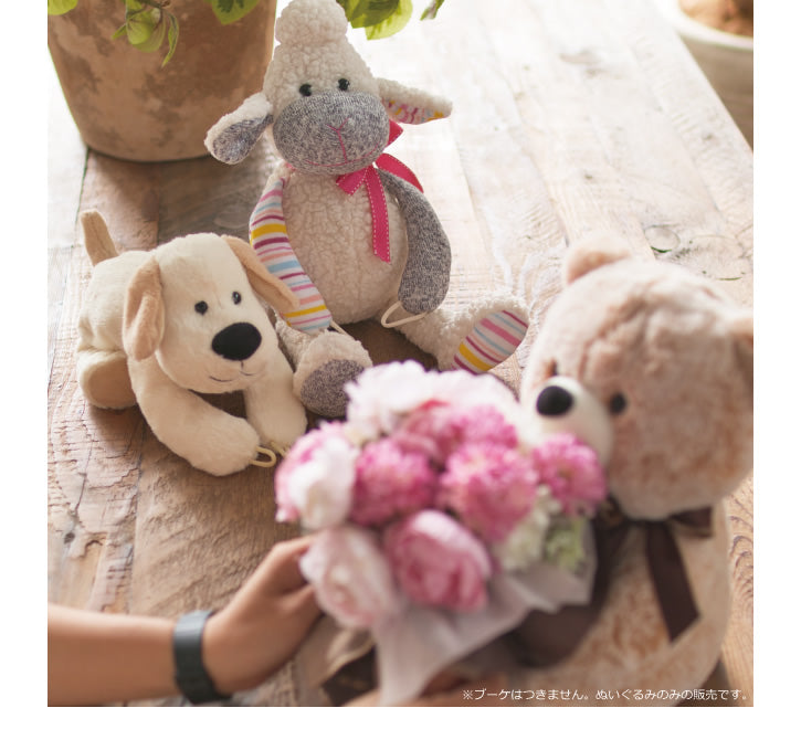 赤ちゃんにもおすすめ 羊のぬいぐるみとバルーン - 「ひつじのキャンディ」のぬいぐるが運ぶ♪2バルーンセット<補充用ヘリウムガス付>