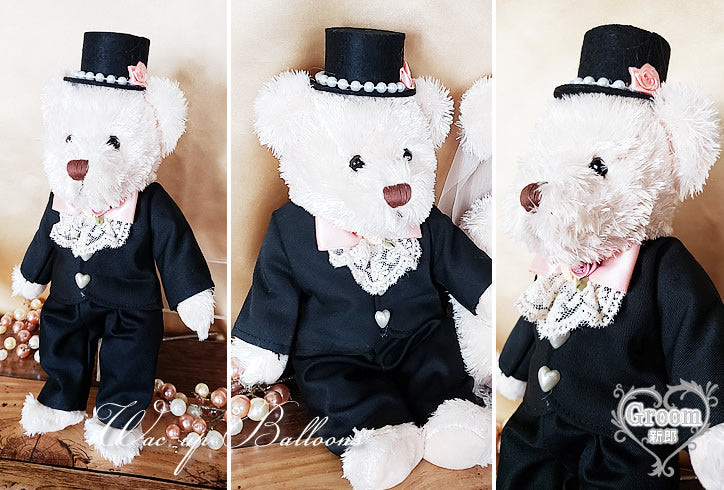 ウェディング ドール ベア くま うさぎ 結婚式 ぬいぐるみ ナチュラル おしゃれ 電報 祝電 ー ぬいぐるみバルーンラッピングギフト:選べる!スペシャルウェディング<リボンボウ緑くすみ>