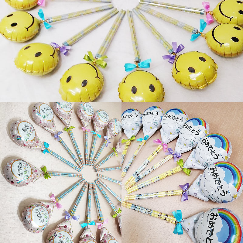 1個500円 送料別 １本から販売 お配り 配布 卒業式 卒園式 謝恩会 入学 子ども 記念 えんぴつ ギフト - 選べるミニバルーン鉛筆スティック1本<送料別>