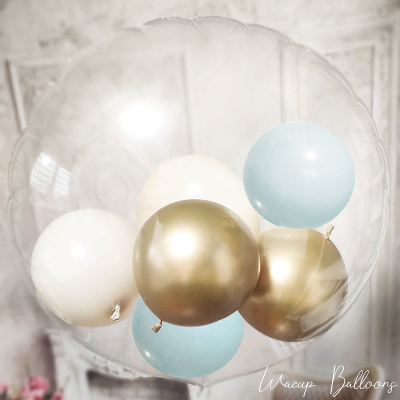 バルーンを追加【透明バルーン プチエル【L】水色クロムゴールド◆】