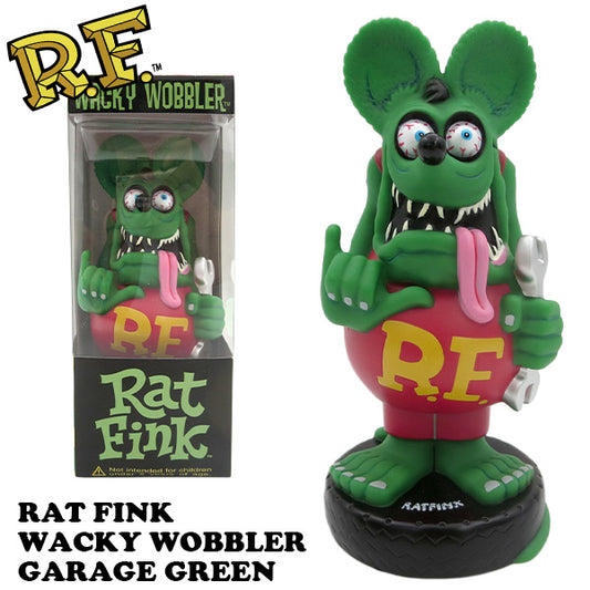 重りの代わりにギフトをつけて♪FUNKO Rat Fink バブルヘッド 首振り 人形 アメリカン雑貨 - OPボビングヘッド ラットフィンク＜ガレージ グリーン＞<セットに追加なら送料無料>