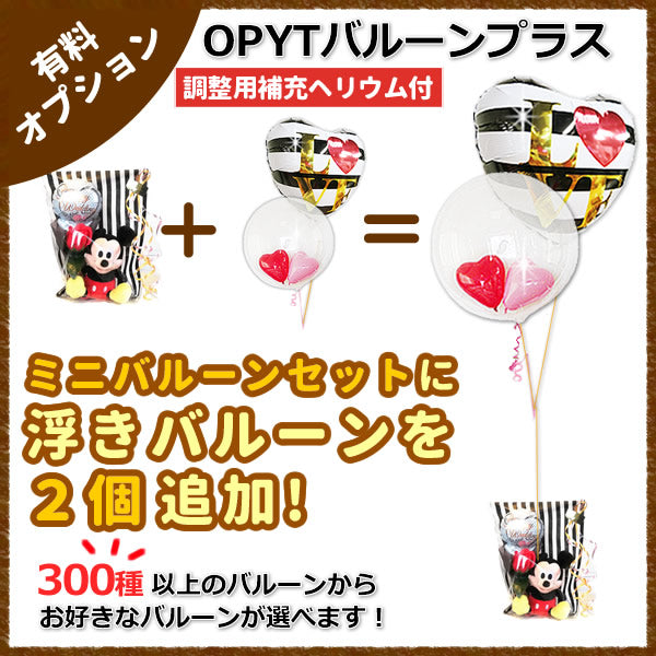 ミニバルーンプチギフトにバルーンを2つ追加してもっと素敵に!【OPYTバルーンプラス2】(補充用ヘリウムガス付)　※ミニバルーンセット専用
