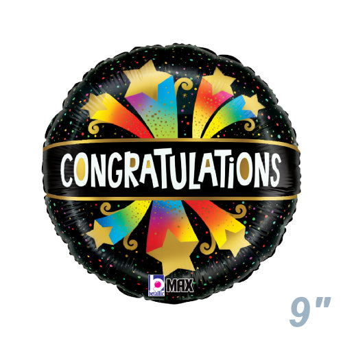 【選択用9インチバルーン】おめでとうバースティングスターズ 22cm★