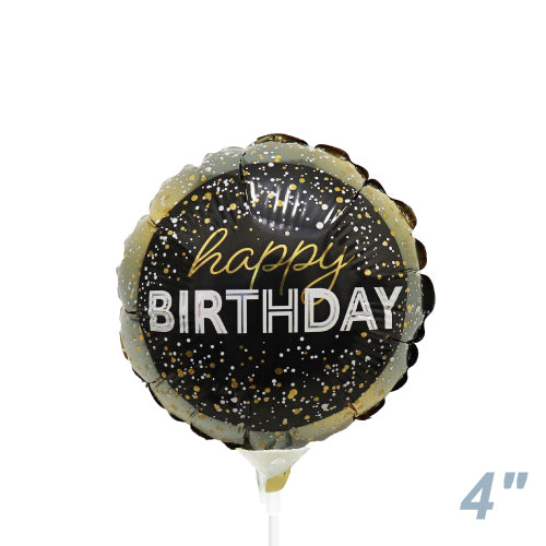 【選択用スティックバルーン】STHB誕生日メタリックブラック 10cm★