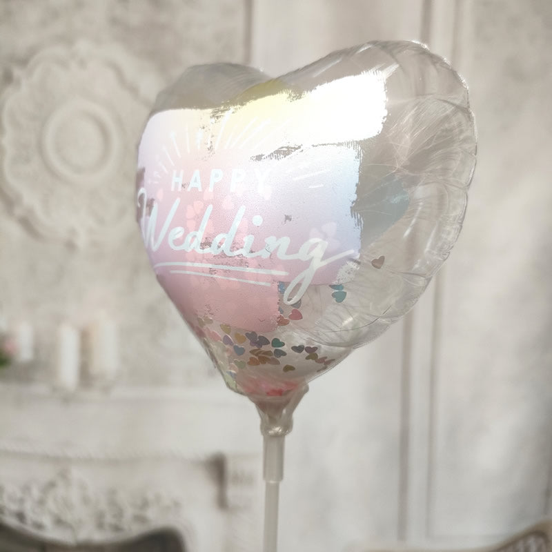 【選択用スティックバルーン】STWD結婚祝コンフェッティ＆羽根入カラーペイント 10cm◆