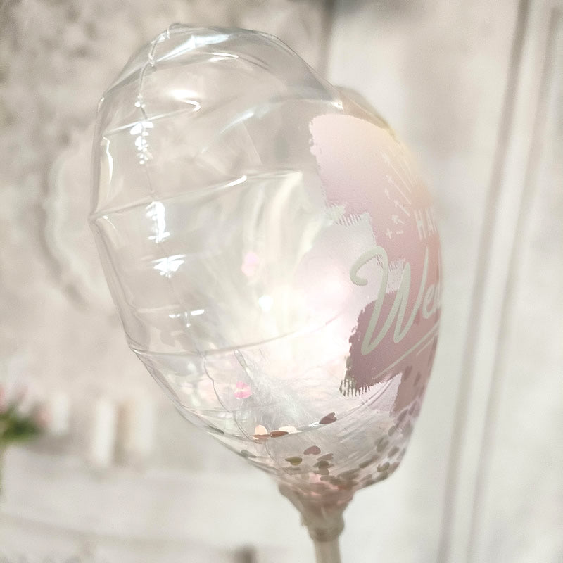 【選択用スティックバルーン】STWD結婚祝コンフェッティ＆羽根入カラーペイント 10cm◆