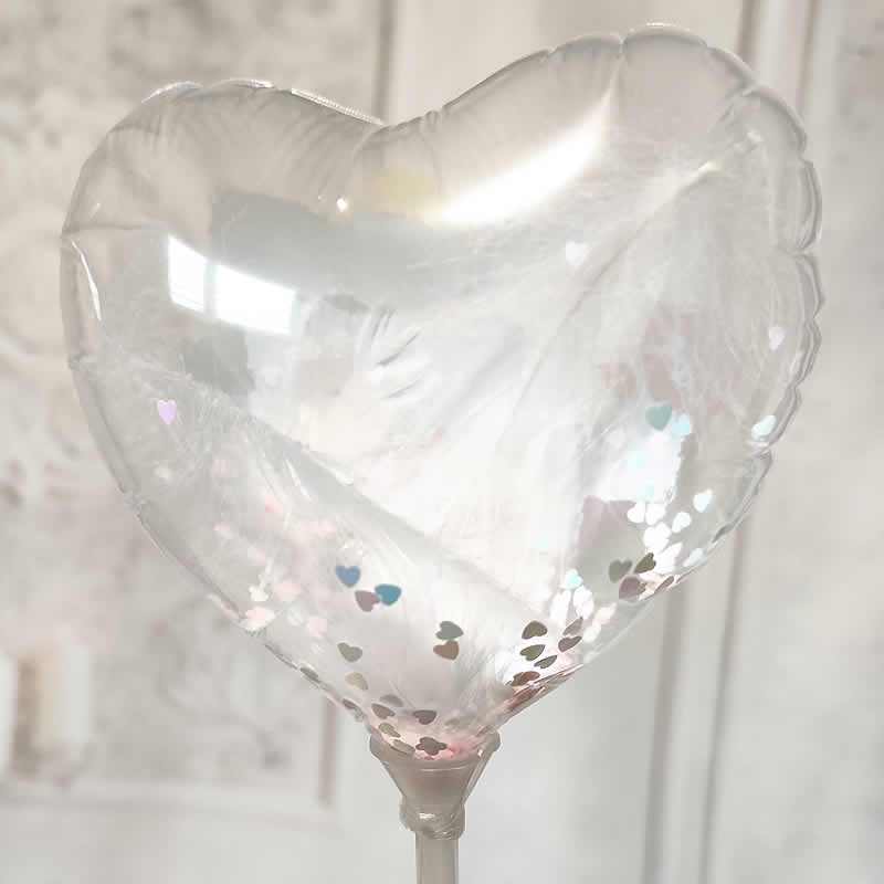 【選択用スティックバルーン】STWD結婚祝コンフェッティ＆羽根入カラーペイント 10cm◆