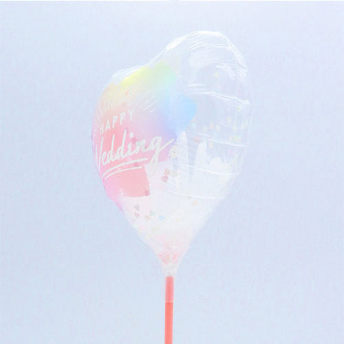 【選択用スティックバルーン】STWD結婚祝コンフェッティ＆羽根入カラーペイント 10cm◆