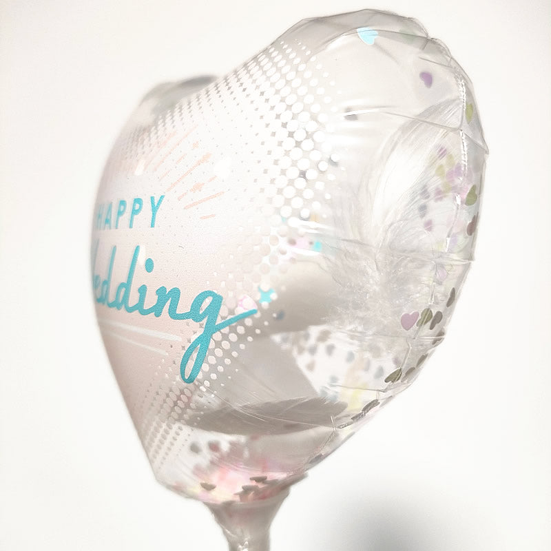 【選択用スティックバルーン】STWD結婚祝コンフェッティ＆羽根入ピーチブラッシュ 10cm◆
