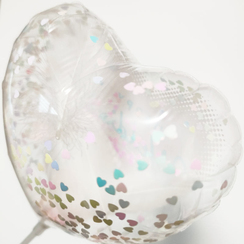 【選択用スティックバルーン】STWD結婚祝コンフェッティ＆羽根入ピーチブラッシュ 10cm◆