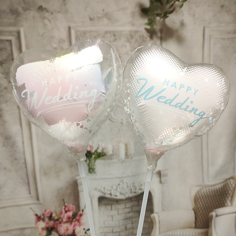【選択用スティックバルーン】STWD結婚祝コンフェッティ＆羽根入カラーペイント 10cm◆