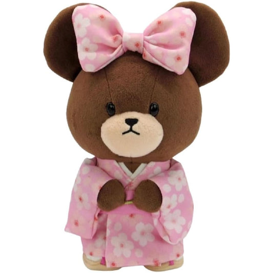 ぬいぐるみ【くまのがっこう 桜着物（ピンク）S立ち】をセットに追加する♪