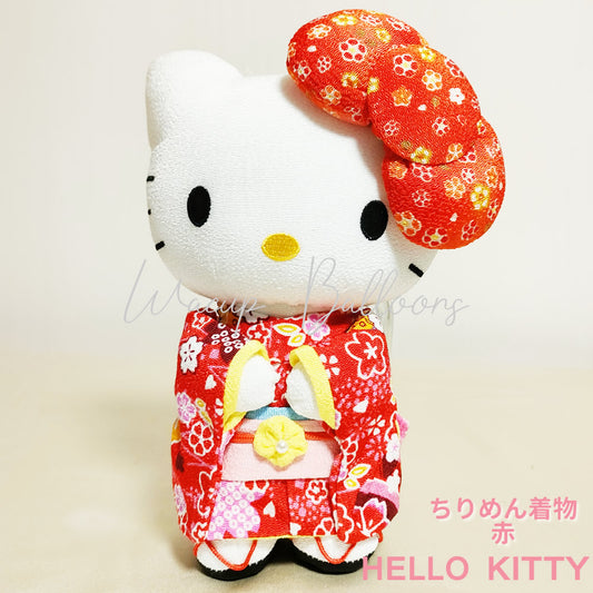 ぬいぐるみ【キティ着物ちりめん ビッグリボン 赤】をセットに追加する♪