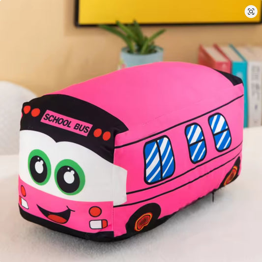 乗り物ぬいぐるみ：スクールバス（ピンク）をセットに追加する♪