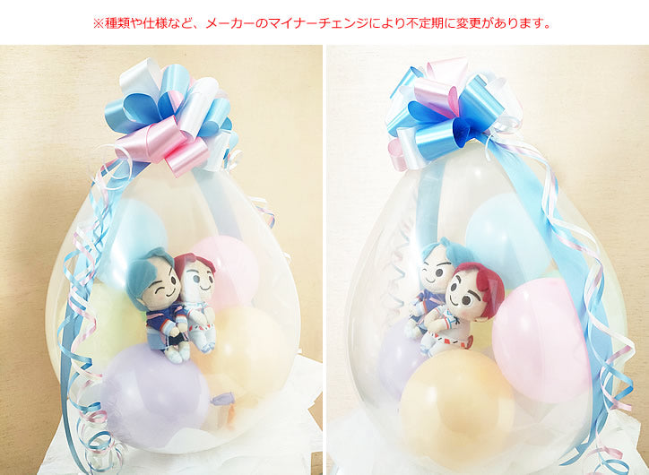 BTS テテ ジョングク ジミン ジン RM シュガ j-hope お母さん 姉 妹 母の日 誕生日 入学 卒業 敬老の日 お祝い 風船 - ぬいぐるみバルーンラッピングギフト：選べるBTS TinyTANちょっこり２体入り＜パステル＞