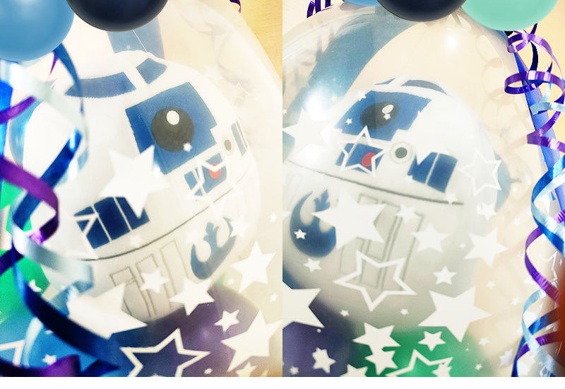 スターウォーズ 誕生日 プレゼント 結婚式 バルーン 電報 ブーケ ギフト 贈り物 ダースベイダー R2-D2 グローグー - ぬいぐるみバルーンラッピングギフト:選べる9インチバルーン付き＆スターウォーズだるま＜ブルー＞