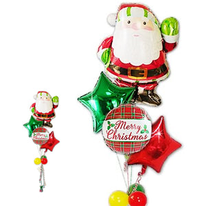 サンタクロースバルーンがメリークリスマス! - XMチェック ハイ!サンタ4バルーンセット<補充用ヘリウムガス付・本州送料無料>