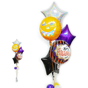 ハロウィンの飾り付けを大人な雰囲気に - ハロウィン ストライプ&パンプキン5バルーンセット<補充用ヘリウムガス付・本州送料無料>