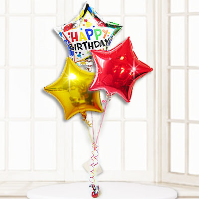 誕生日サプライズバルーンギフト -誕生日スターインスター卓上型スター3バルーンセット<補充用ヘリウムガス付・本州送料無料>