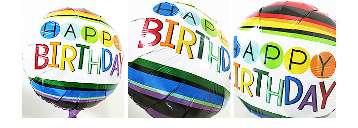 虹バルーンで誕生日お祝い - 誕生日ハッピーレインボー卓上型スター3バルーンセット<補充用ヘリウムガス付・本州送料無料>