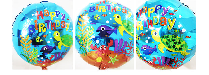 魚好きの子供へ誕生日プレゼント - 誕生日アンダーザシー　フィッシュクラスター3バルーンセット<補充用ヘリウムガス付・本州送料無料>