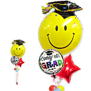 卒業祝い卒業祝いに喜ばれる(男の子女の子) - 卒園卒業祝いグラッドパーティ ビッグスマイリー星柄スター3バルーンセット<補充用ヘリウムガス付・本州送料無料>