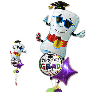 卒業祝い祝電電報 - 卒業祝いグラッドパーティ ディプロマくん3バルーンセット<補充用ヘリウムガス付・本州送料無料>