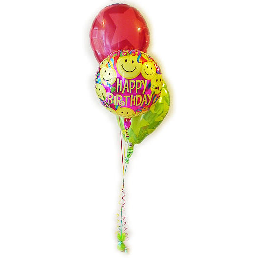 誕生日プレゼントにスマイリーがいっぱい - 誕生日祝いスマイルズパーフェクト3バルーンセット<補充用ヘリウムガス付・本州送料無料>