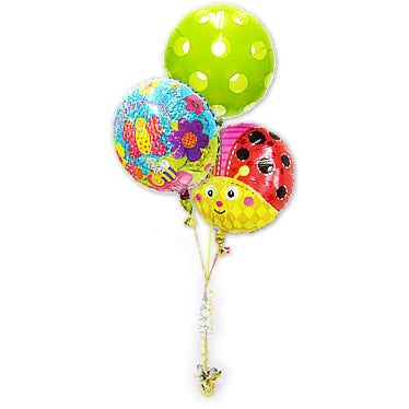幸せを運ぶてんとう虫の誕生日バルーン - 誕生日ラブバグズ☆レディーバグ3バルーンセット<補充用ヘリウムガス付・本州送料無料>
