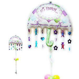 傘が揺れてキラキラ心のこもった出産祝いに - 出産祝ベビーシャワー ワンバルーンセット<補充用ヘリウムガス付・本州送料無料>