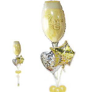 おしゃれなお祝い|シャンパン - CGソフィスティケートスター シャンパングラス3バルーンセット<補充用ヘリウムガス付・本州送料無料>