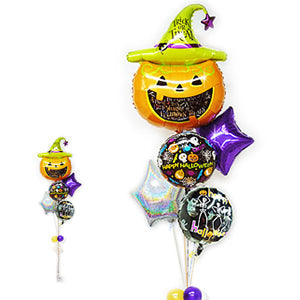 かぼちゃのバルーンを飾ってハロウィン仕様 - ハロウィン プレイフル ウィッチパンプキン5バルーンセット<補充用ヘリウムガス付・本州送料無料>