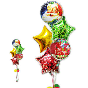 女性、男性に大人系クリスマスプレゼント - XMジョリー&スパークル パターン5バルーンセット<補充用ヘリウムガス付・本州送料無料>