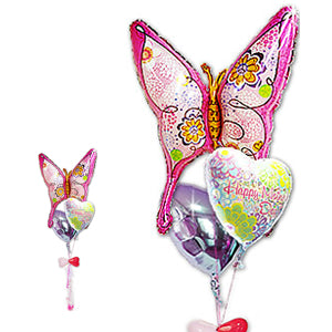 母の日にちょっとおもしろい蝶の風船話題性 - 母の日プリズムフラワー スワロウテイル3バルーンセット<補充用ヘリウムガス付・本州送料無料>