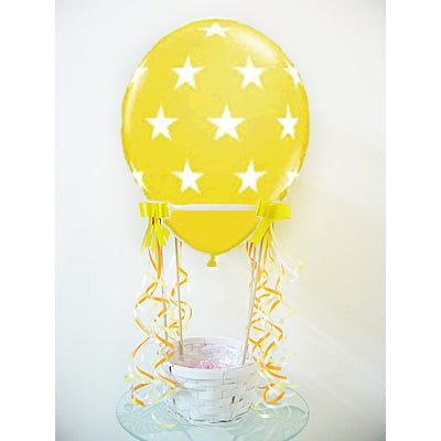 黄色い気球にスターが派手!オリジナルバルーンギフト - 気球バルーンセット: ビッグスター  イエロー<本州送料無料>