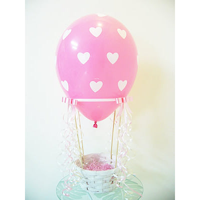 ハートのドット柄がかわいいピンクの気球 - 気球バルーンセット:ハートドット ピンク<本州送料無料>