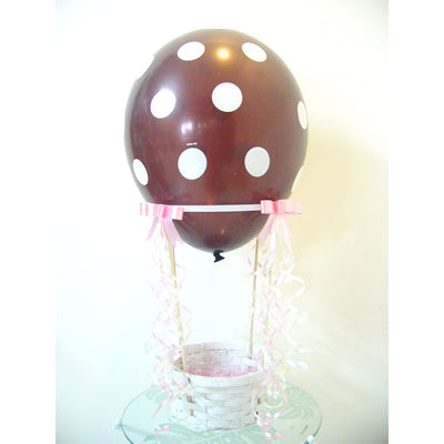 チョコレート色の気球にお好きなプチギフトを乗せて - 気球バルーンセット:ポルカドット　チョコ <送料込>