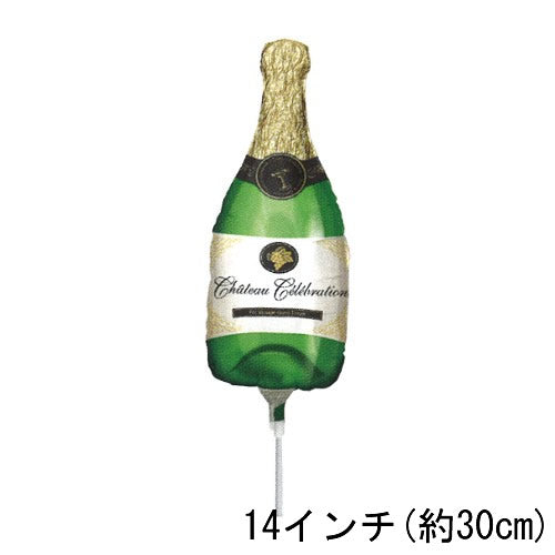 【選択用ミニシェイプバルーン】 シャンパンボトルグリーン　30cm