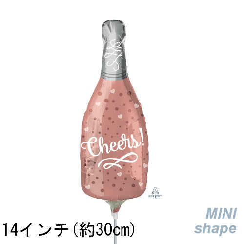 【選択用ミニシェイプバルーン】 ピンクシャンパンボトル　30cm