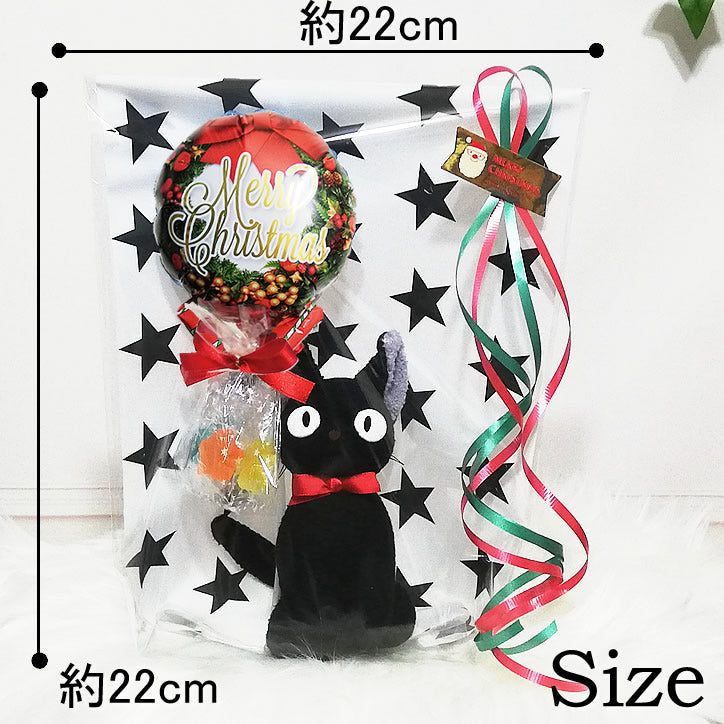 クリスマス プレゼント ジブリ ぬいぐるみ 大トトロ/中トトロ/小トトロ/ネコバス/黒猫ジジ 魔女の宅急便 - クリスマスリース:ミニバルーン星型キャンディ付お手玉ジブリ