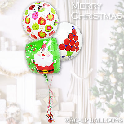 クリスマスプレゼントギフトおしゃれでかわいい - XMホホホ!サンタ卓上型3バルーンセット<補充用ヘリウムガス付・本州送料無料>